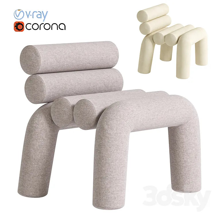 Beige Velvet Accent Chair 3DSMAX Model