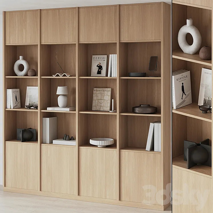 Big Bookcase with Modern Decor 3DSMAX Model