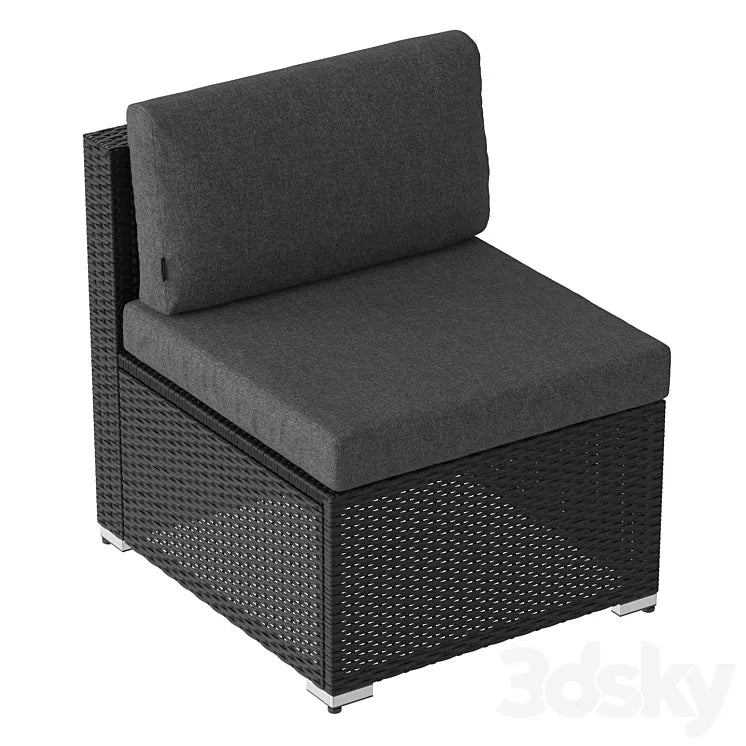 Black straight armchair (wicker outdoor furniture) 02 3DSMAX Model