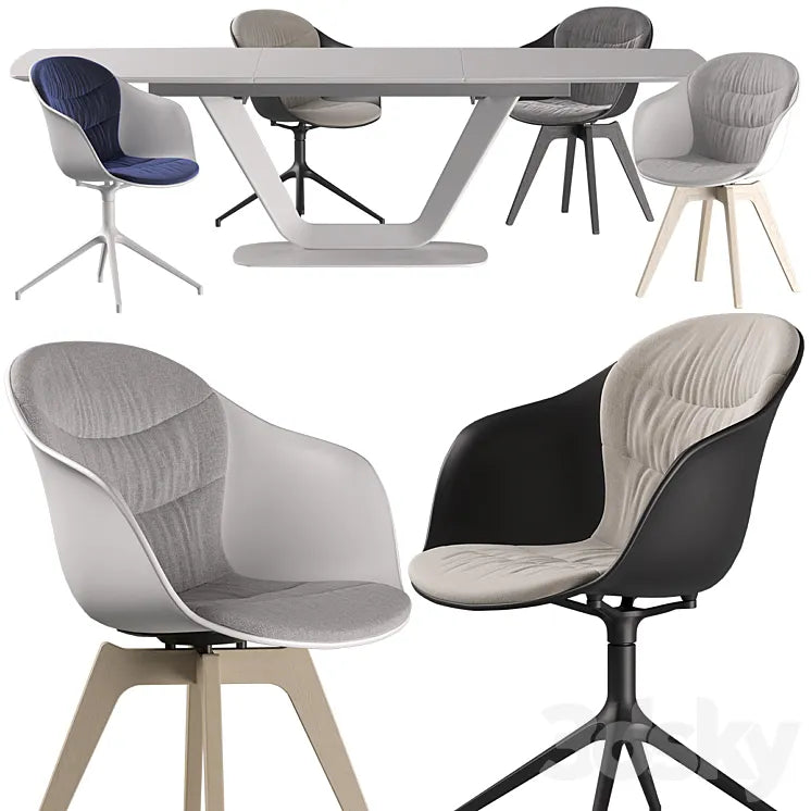 Boconcept - Alicante Table-Adelaide Chair set 01 3DSMAX Model