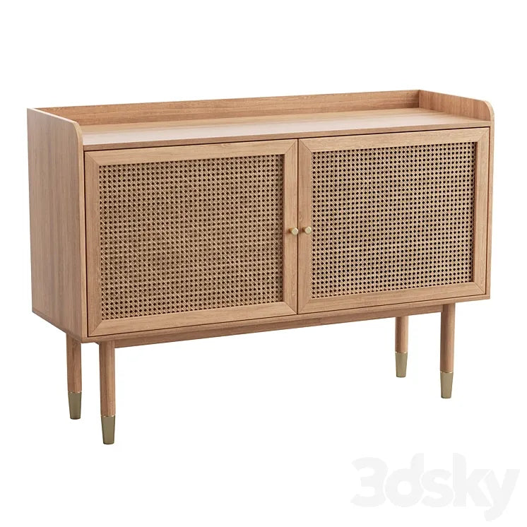BOMBONG Buffet 2 portes en bois et cannage 3DSMAX Model
