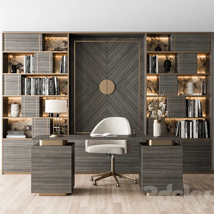 Boss Desk and Library Lux - Office Furniture 276 3DSMAX Model