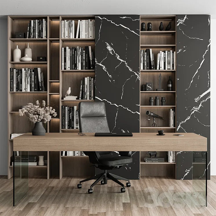 Boss Desk Set - Office Furniture 411 3DSMAX Model