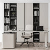 Boss Desk with Library Black and White Table - Office Furniture 285 3DSMAX Model