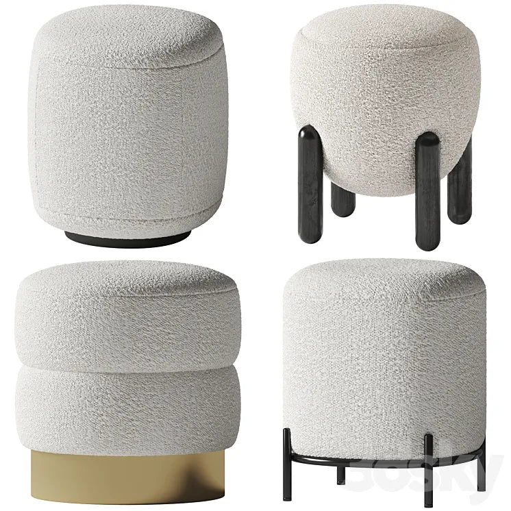 Boucle poufs set 3DSMAX Model