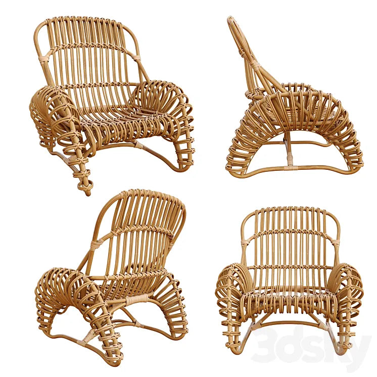 Boucle rattan armchair Kok Maison 627_1 3DSMAX Model