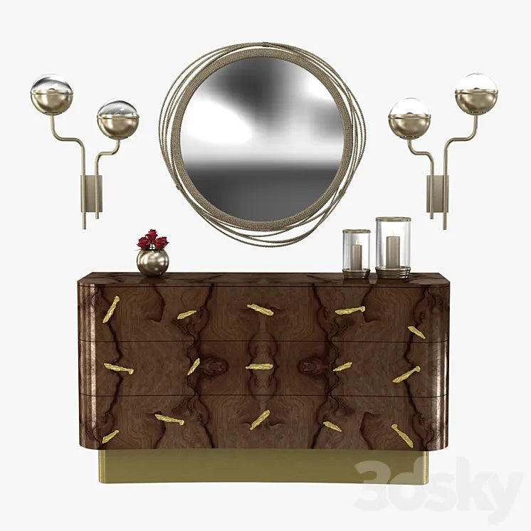 Brabbu kayan mirror niku wall lamp and baraka chest 3D model 3DSMAX Model
