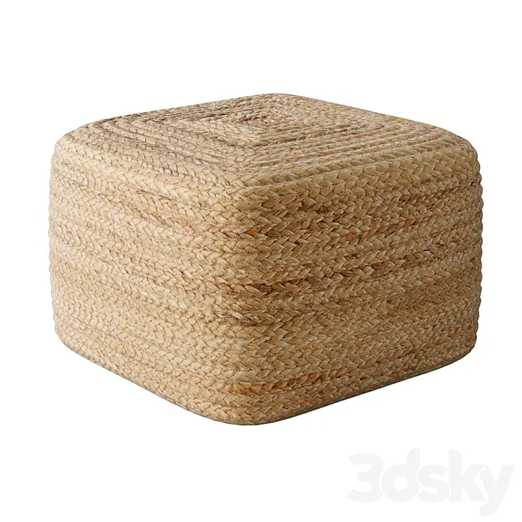 Braided jute pouf square 3DSMAX Model