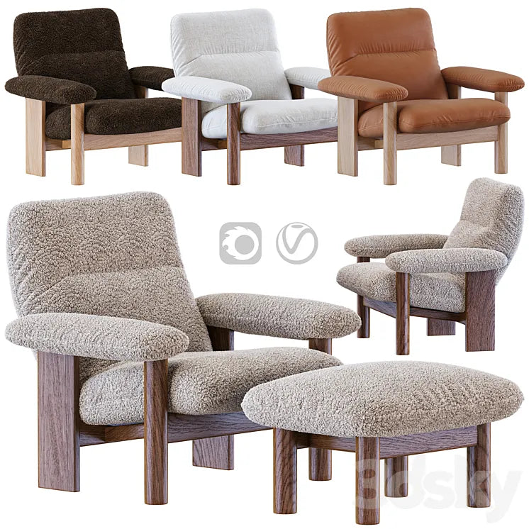 brasilia armchair and ottoman 3DSMAX Model