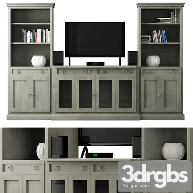 Cameo 4-piece gray storage bookcase entertainment 3D Model Free