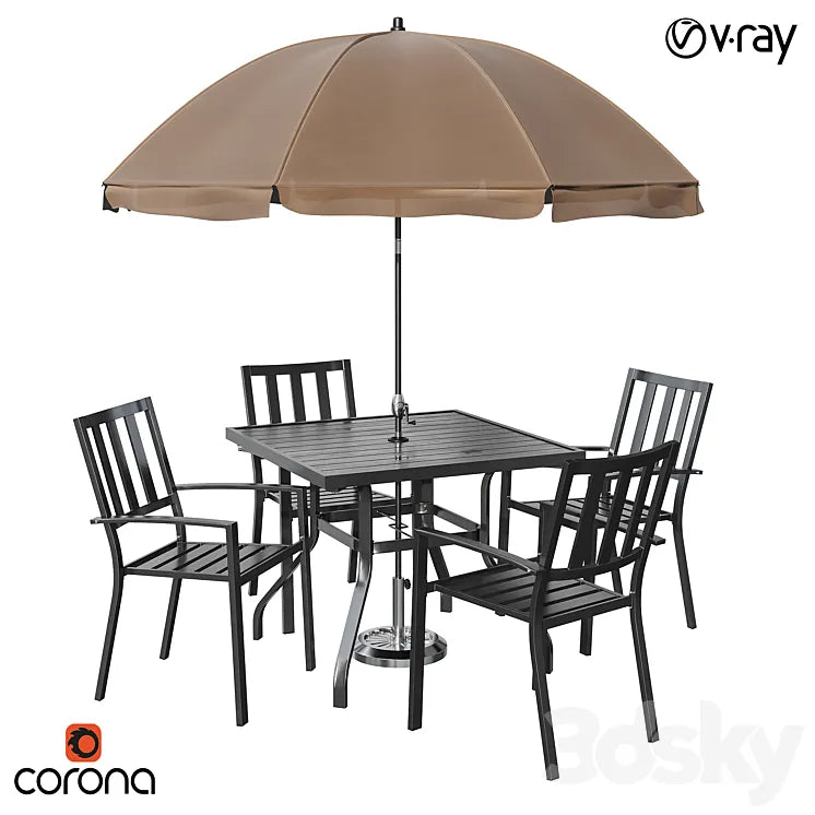 Castanon Rectangular Dining Set 3DSMAX Model