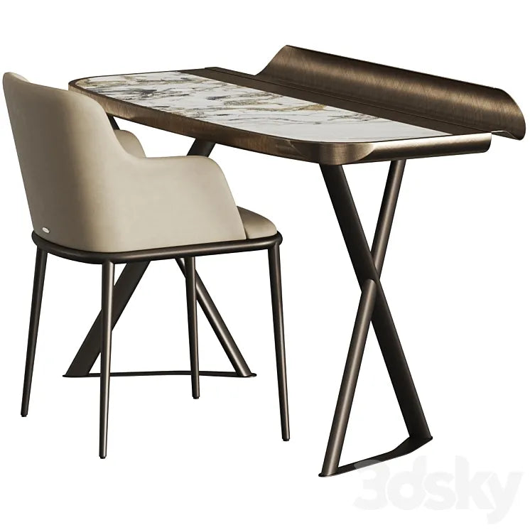 Cattelan Italia Cocoon Keramik Desk and Magda Ml Armchair 3DSMAX Model
