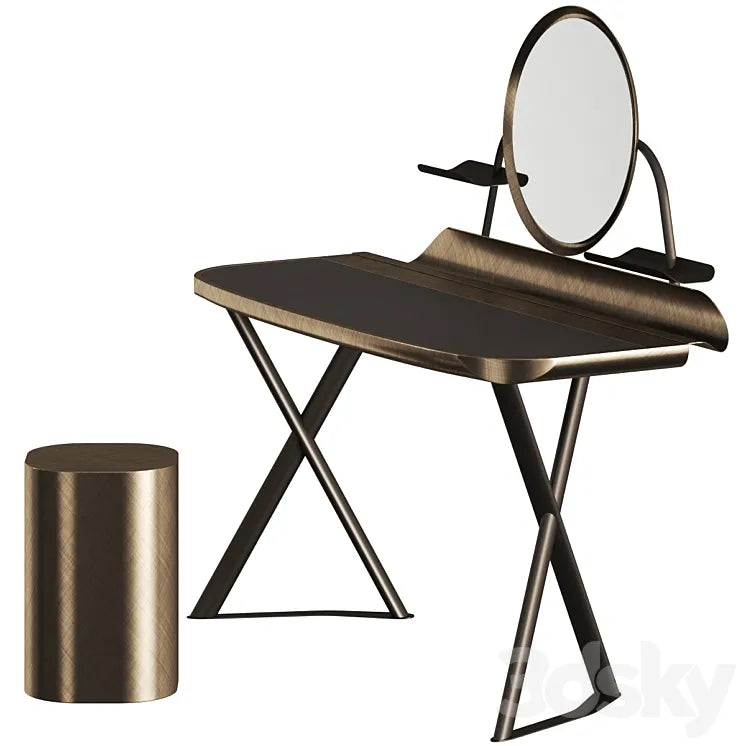 Cattelan Italia Cocoon Trousse Leather Desk and Pancho Stool 3DSMAX Model