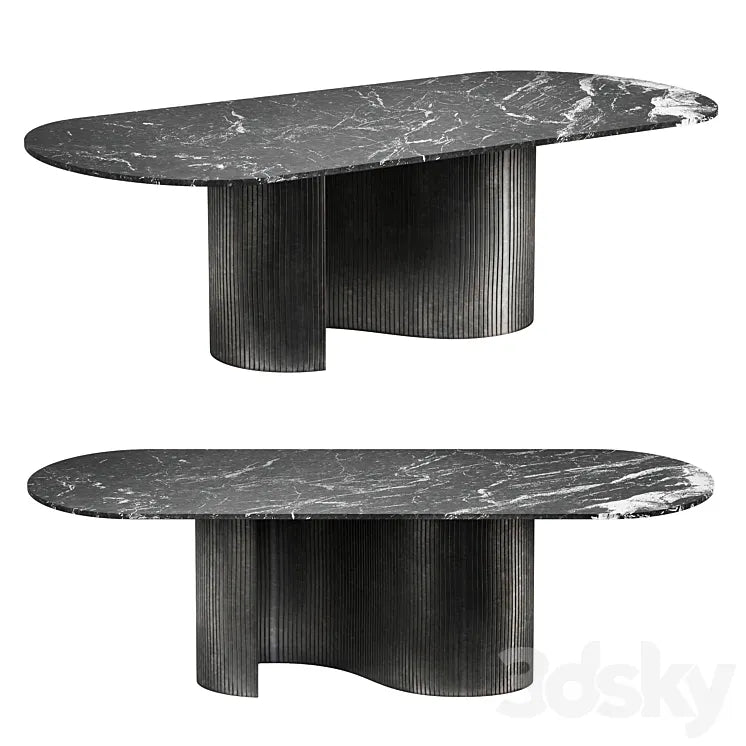 CB2 Aster Black Marble and Aluminum Dining Table 3DSMAX Model