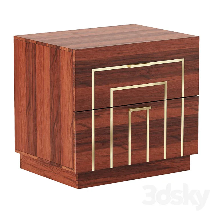 CB2 Everett Acacia with Brass Inlay Nightstand 3DSMAX Model