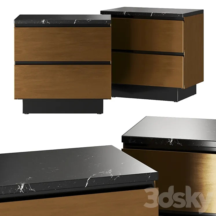 CB2 Logan Black Marble & Brass Nightstand 3DSMAX Model