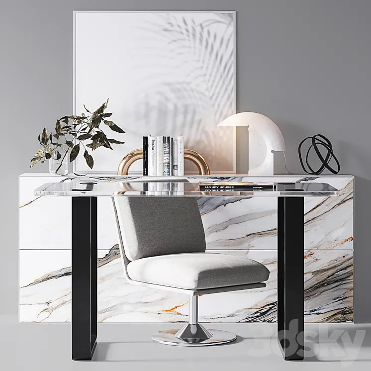 CB2 Swivel Pedestal Chair & Clean Links Table set 3DSMAX Model