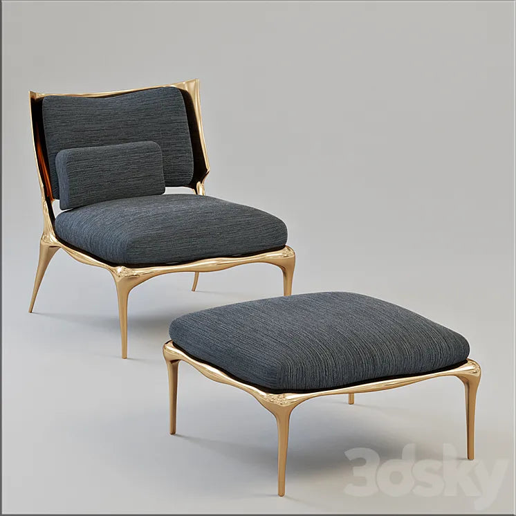 Chair for relaxation and ottoman 3DSMAX Model
