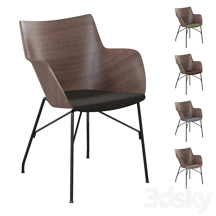 Chair Kartell Q / Wood (dark wood / black) 3DSMAX Model