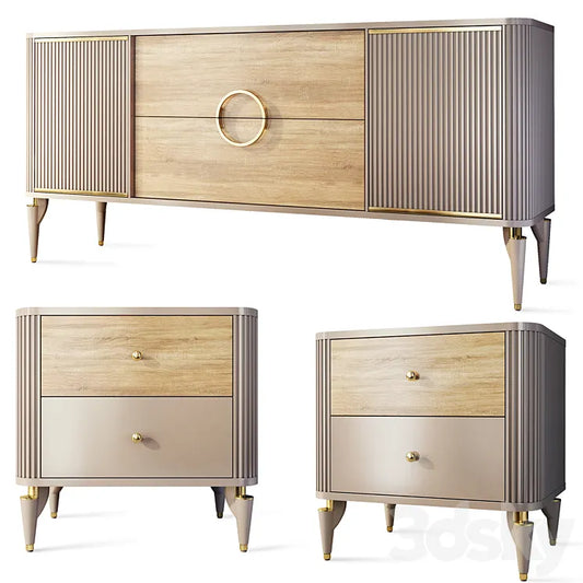 Chest of drawers and bedside table Art Deco Sanvito. Nightstand sideboard Bellona 3DSMAX Model
