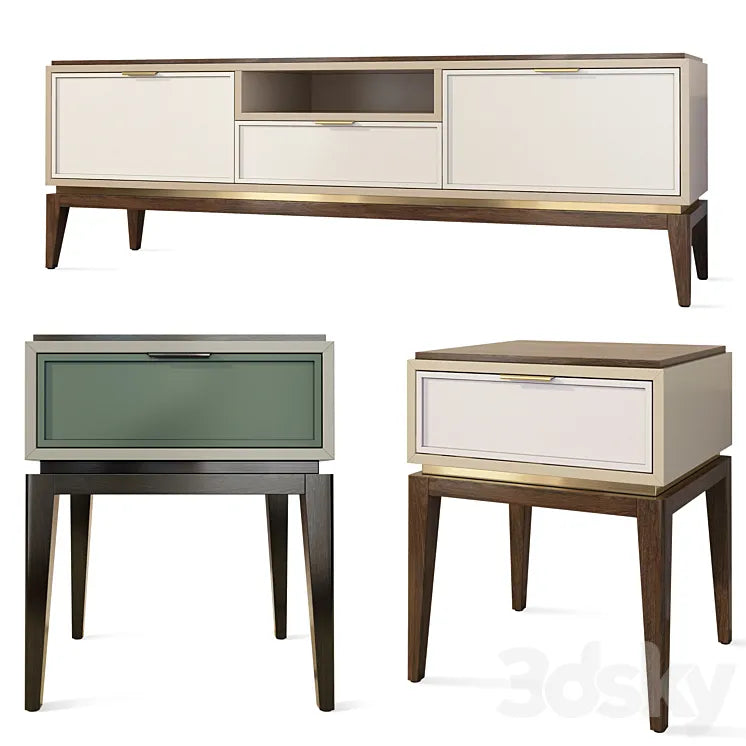Chest of drawers and bedside table Vermont Wooden Kors. nightstand tv stand 3DSMAX Model