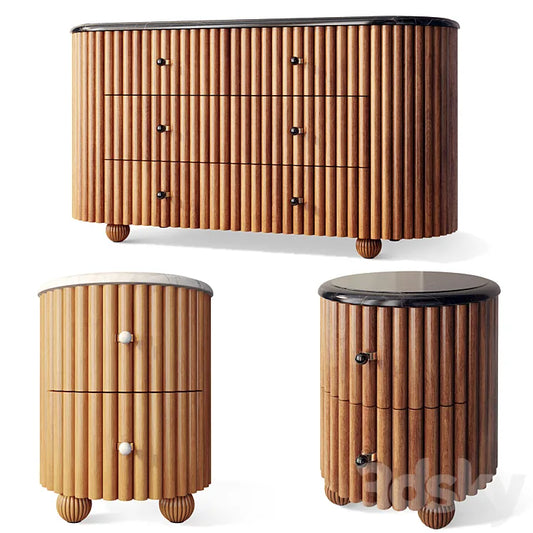 Chest of drawers oval bedside table Carlisle Soho Home 3DSMAX Model