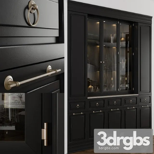 Classic display cabinet black 3D Model Free
