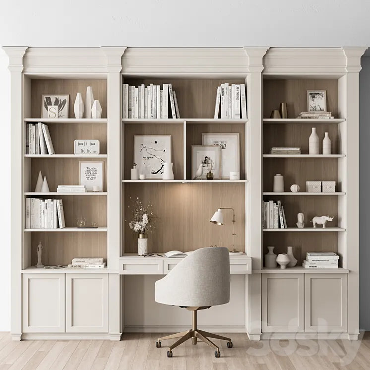 Classic Home Desk and Library Set - Office Furniture 288 3DSMAX Model