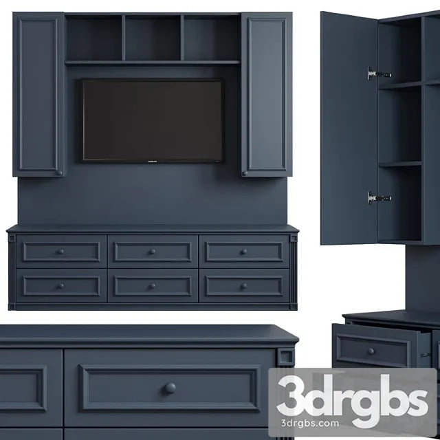Classic Tv Wall 001 3D Model Free