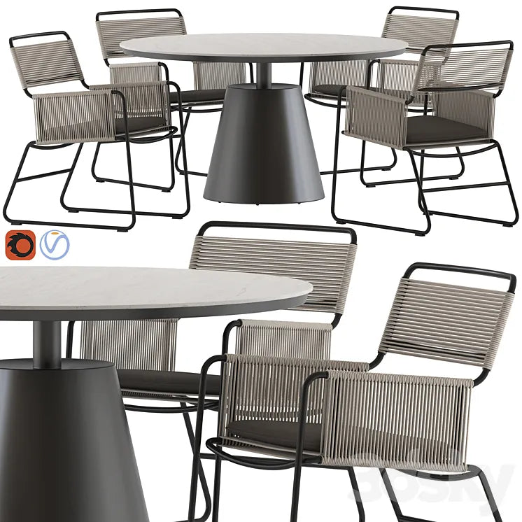 Coco Republic Milan Chair and Polo Table 3DSMAX Model