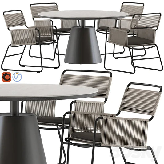 Coco Republic Milan Chair and Polo Table 3DSMAX Model