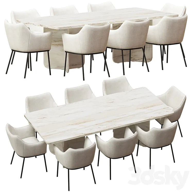 Coco Republic St James Dining Chair and Como Rectangular Table 3DSMAX Model
