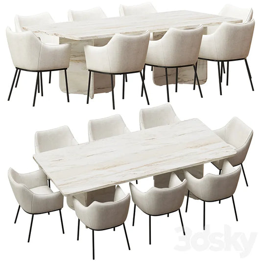 Coco Republic St James Dining Chair and Como Rectangular Table 3DSMAX Model