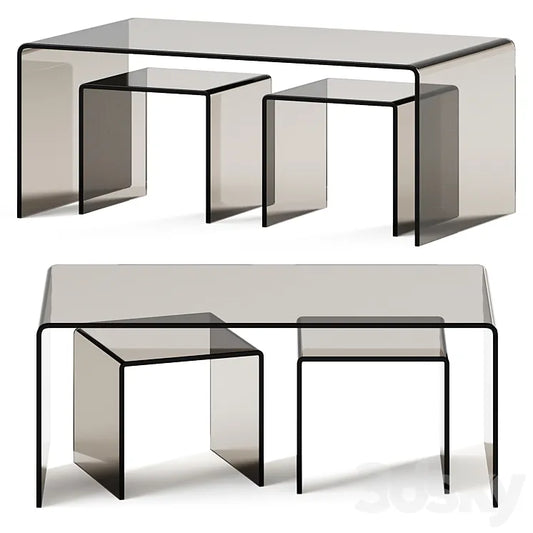 Coffee Table set Clear Club by Kare Design / Glass table 3DSMAX Model