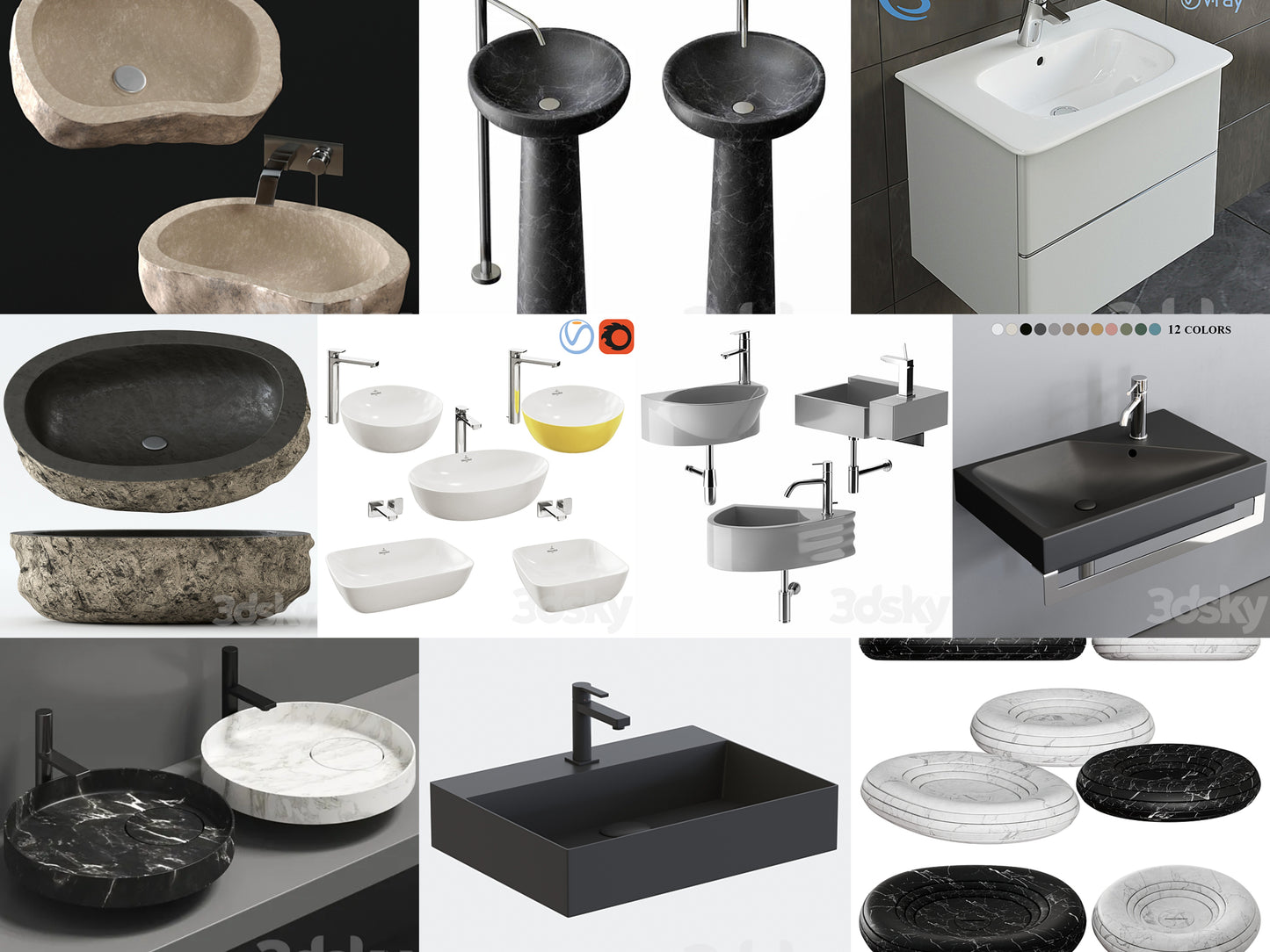 Washbasin & Faucets 3D Combo Pack