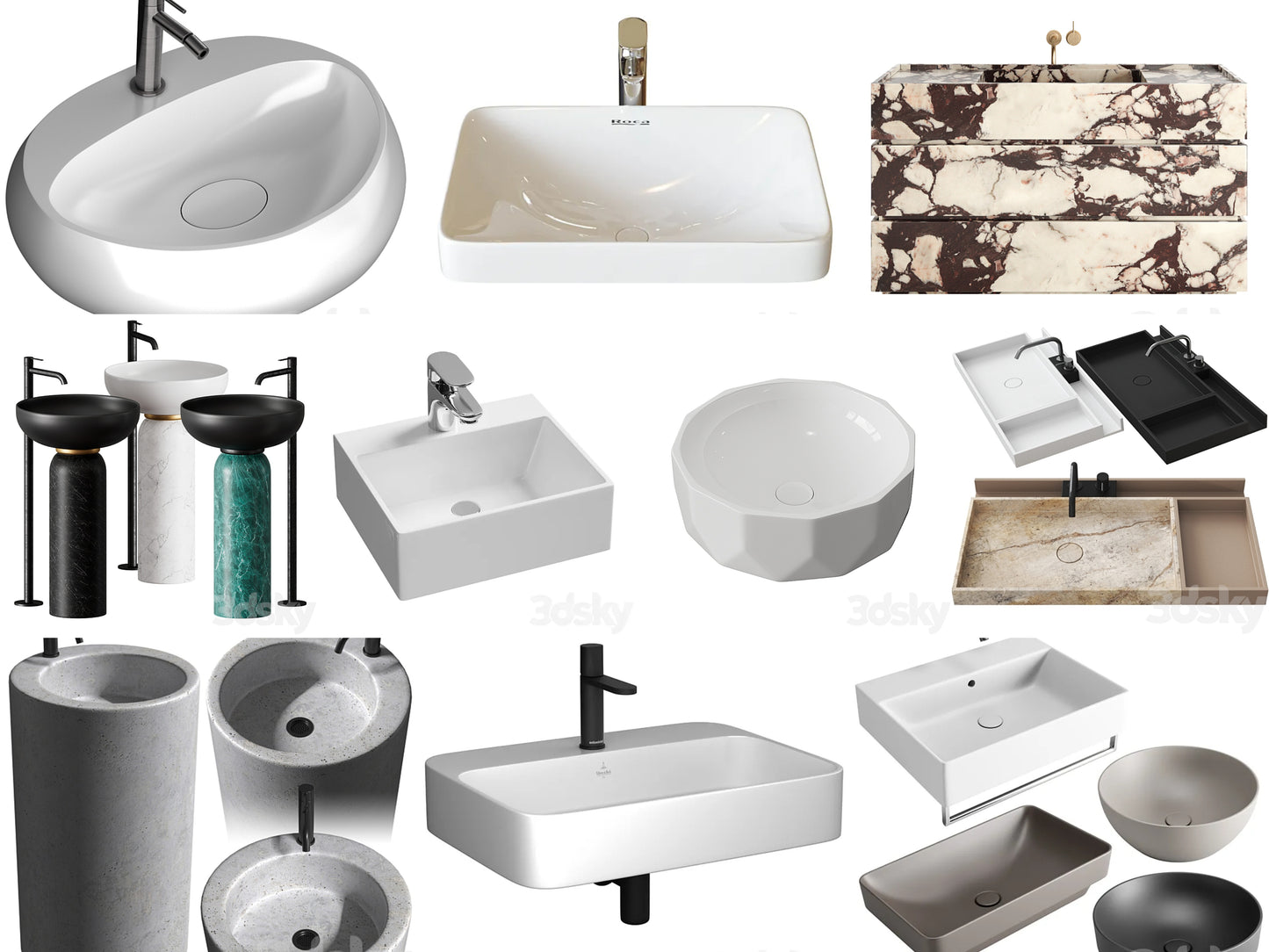 Washbasin & Faucets 3D Combo Pack
