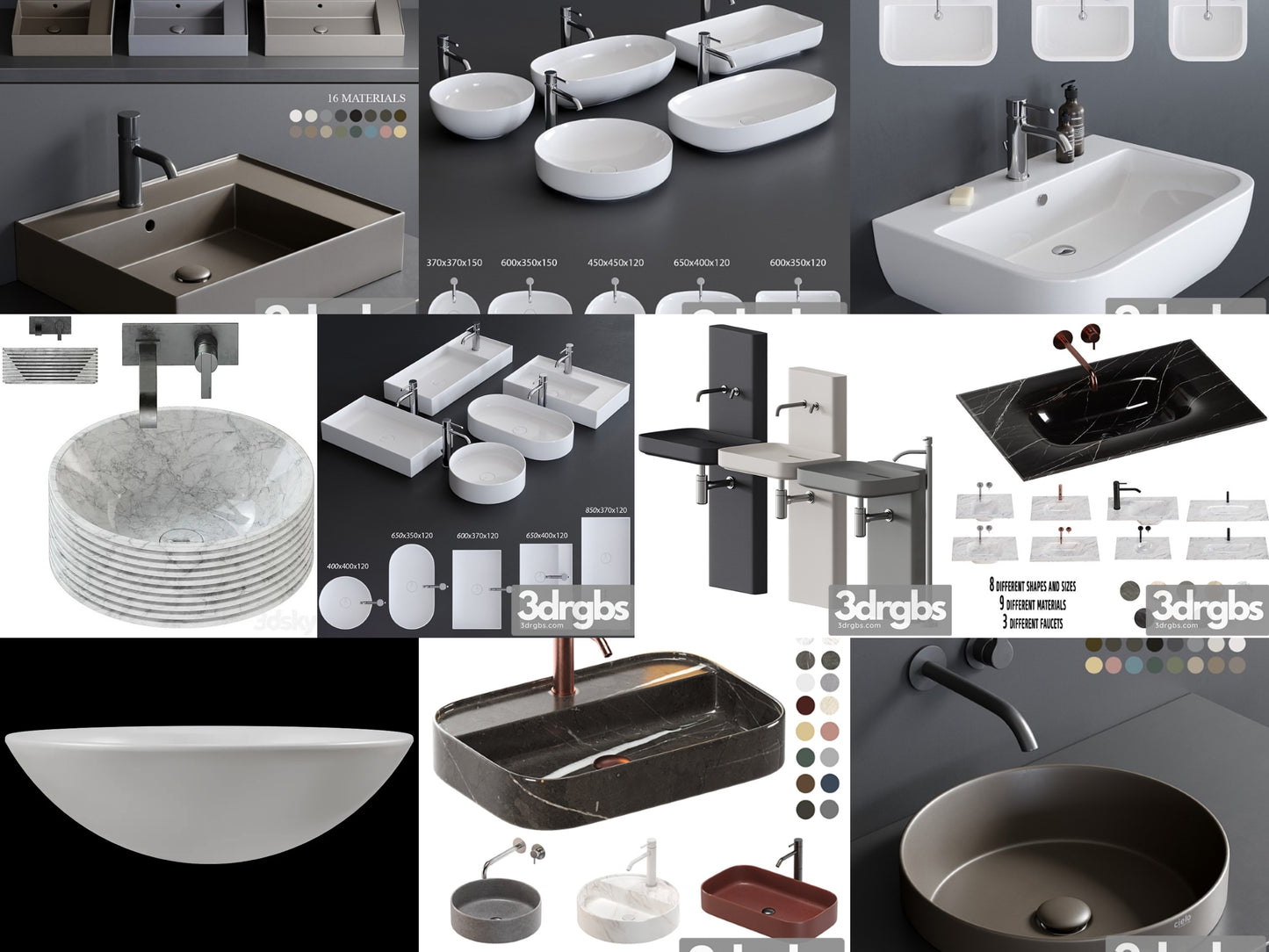 Washbasin & Faucets 3D Combo Pack