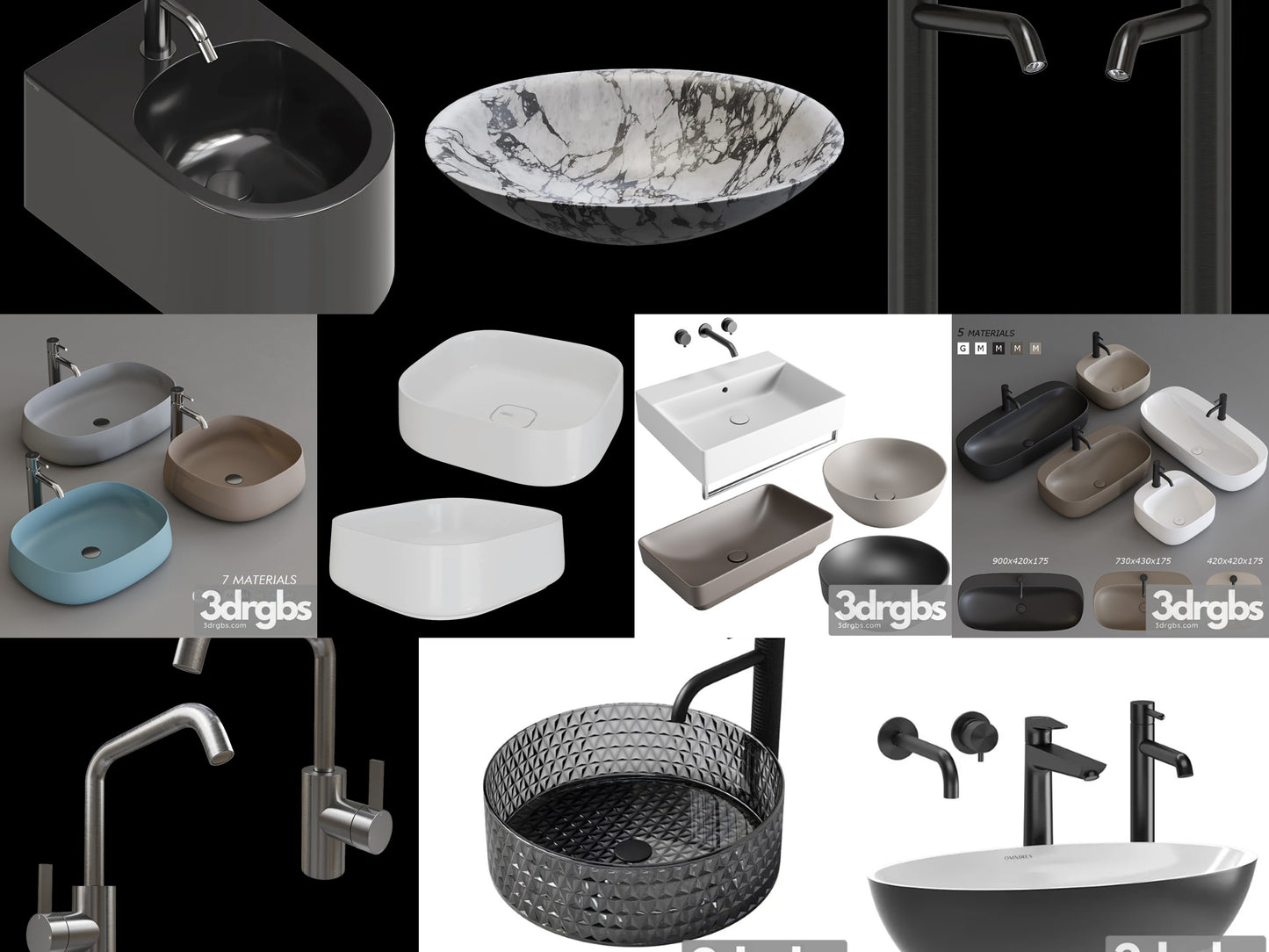 Washbasin & Faucets 3D Combo Pack