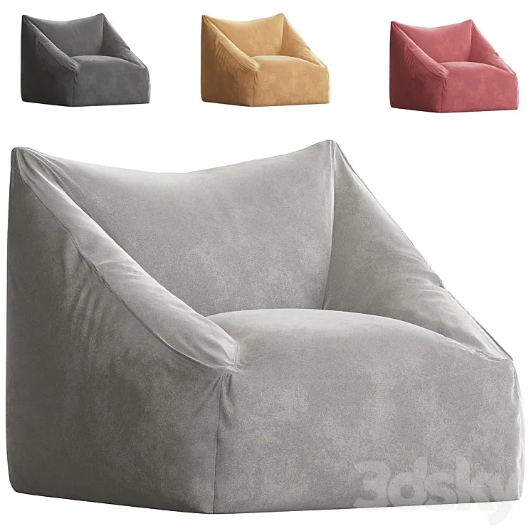 Cooper Velvet Bean Bag chair 3DSMAX Model