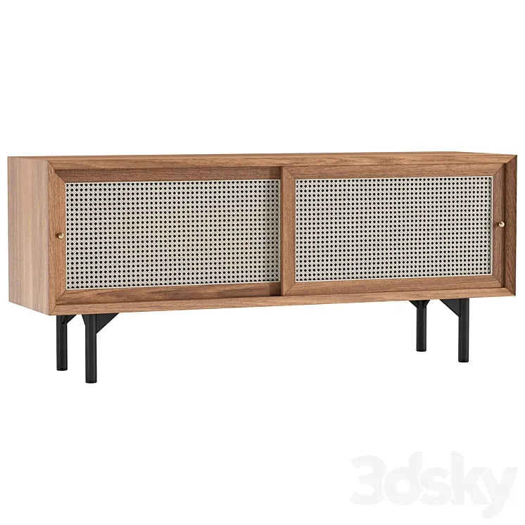 Cottage Natural TV Stand with Rattan Woven Doors 3DSMAX Model
