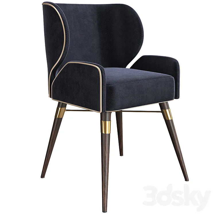 Cotton Louis I Dining Chair Walnut Legs Brass 3DSMAX Model