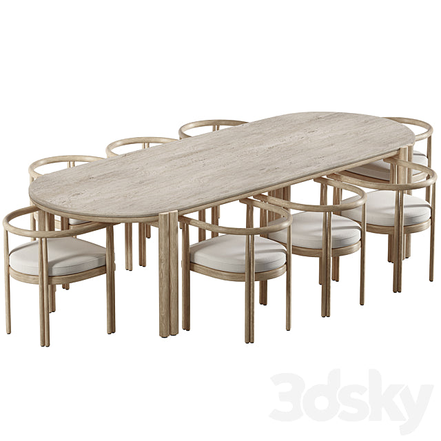 Cove Teak Dining Chair and Table-Harbour 3ds Max