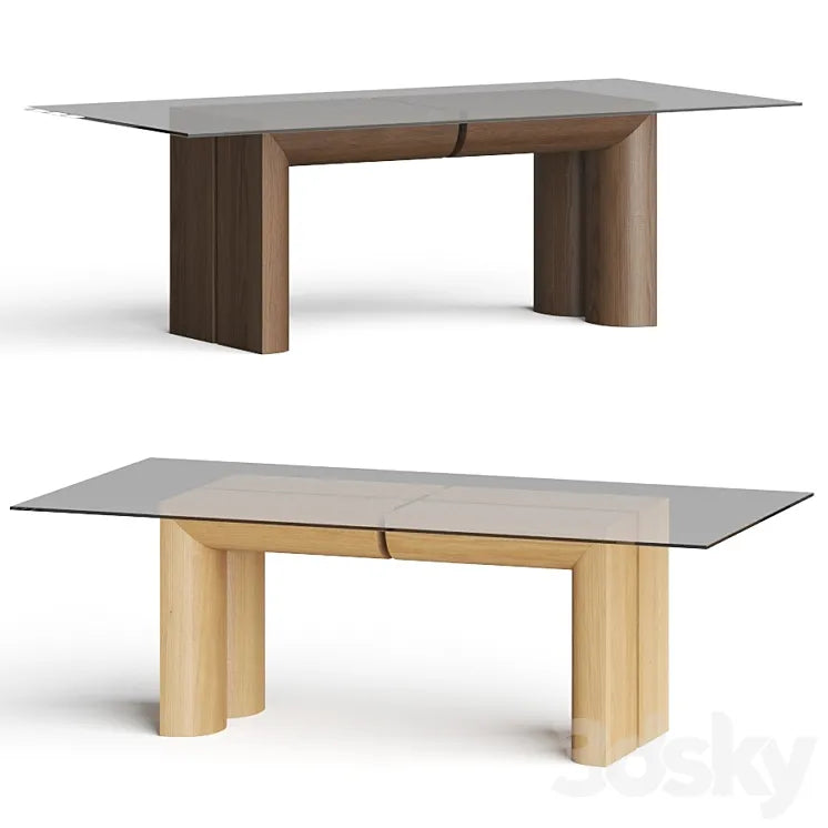 Crate and Barrel Emma Wood and Glass-Top Dining Table 3DSMAX Model