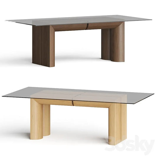 Crate and Barrel Emma Wood and Glass-Top Dining Table 3DSMAX Model