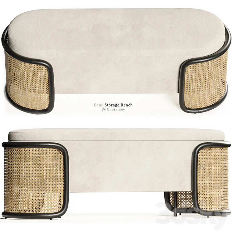 Crate & barrel - Anaise Cane Storage Bench 3DSMAX Model