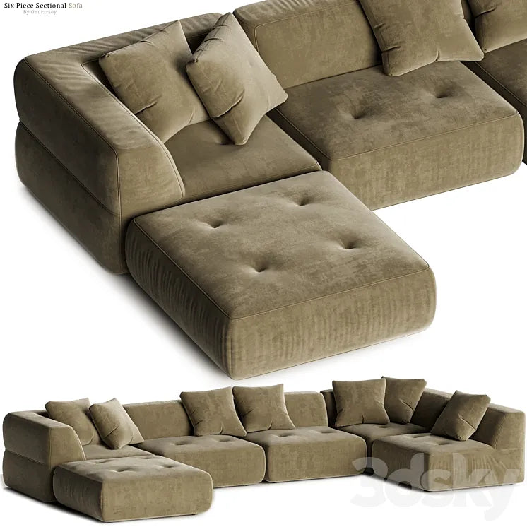 Crate & barrel - Angolare Six Piece Sectional Sofa 3DSMAX Model