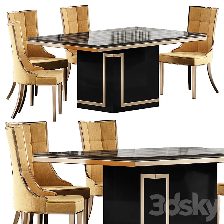 Cream marble dining table 3DSMAX Model