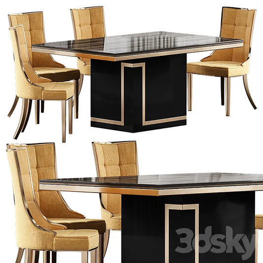 Cream marble dining table 3DSMAX Model