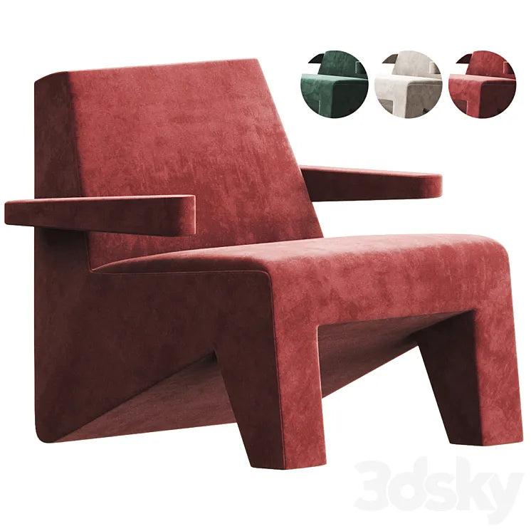 CUBIC Easy chair with armrests By Moca 3DSMAX Model
