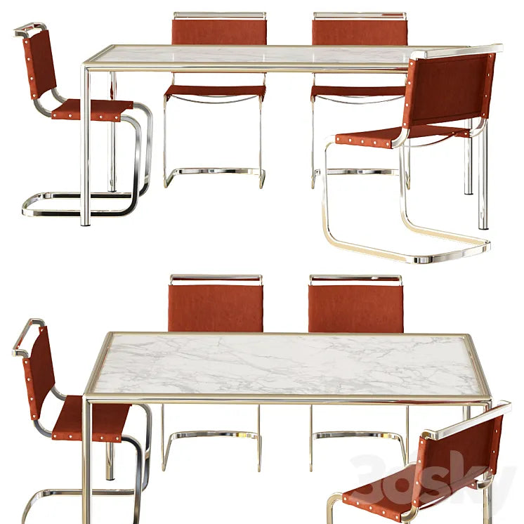 Cy Metal and Marble Dining Table 3DSMAX Model